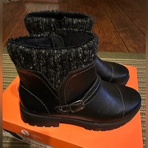 JSport Women's Boots Size: 6.5. Black Winter Boots with Knit Cuff. NWT and box.